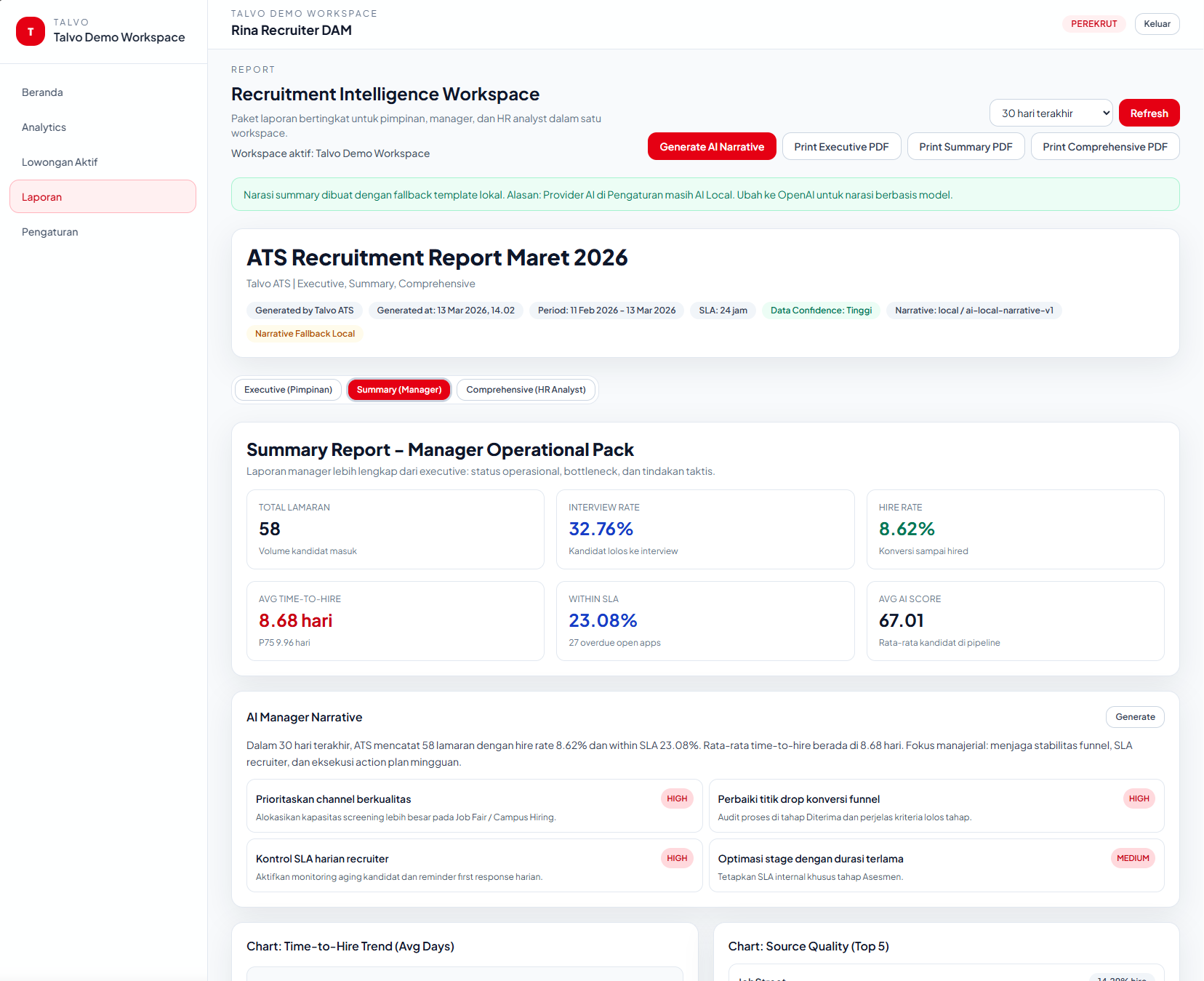 Preview portal karier dan operasional Sera